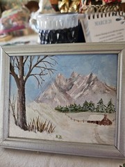 Mini VTG 1986 Oil Painting On Board Scenic Snow Winter Scene 4.75″ X 5.75″
