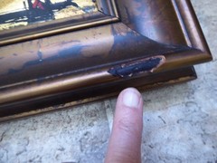 Vintage MCM Venice Canal Painting Gold Leaf Accent