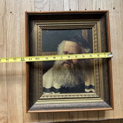 Vintage Oil Painting On Canvas Rabbi Judaica Framed And Signed -A
