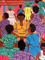 Oil Painting Portrait Haiti Haitian Ethnic Folk Art Portrait Marketplace Village