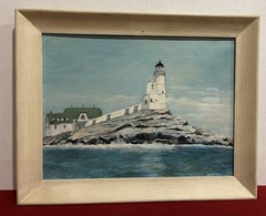 1961 Isles-of-Shoals Oil Painting By Celia M Stratton-Paint Tested By Grumbacher