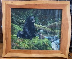 Original Oil Painting Black Bear Cubs Forest Wildlife Lodge “Bear Necessities”