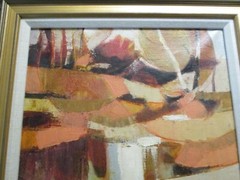 VINTAGE ABSTRACT OIL PAINTING FRANCE FRENCH LISTED CUBIST CUBISM MODERNISM 1965