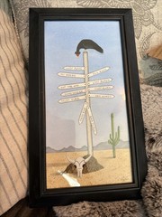 Southwest Desert Folk Art Original Watercolor “Lost Again / That Away” Signed
