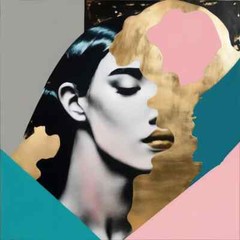 Gold Abstract Love Woman 140x140cm XXL Canvas Pictures/Pop Art/Modern/Texture/Pink