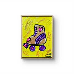 MER ORIGINAL ACRYLIC DECORATE NURSERY CHILDREN’S ROLLERSKATE PAPER ART 11X14