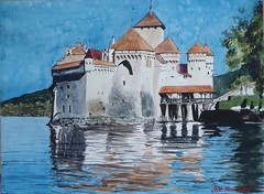 Original Painting in Watercolor „Lake Geneva, Switzerland“ 15″x 11″ NOT A PRINT