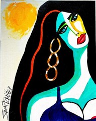 SHIPS FREE BEAUTIFUL PORTRAIT LADY upcycled PAINTING original SWARTZMILLER ART