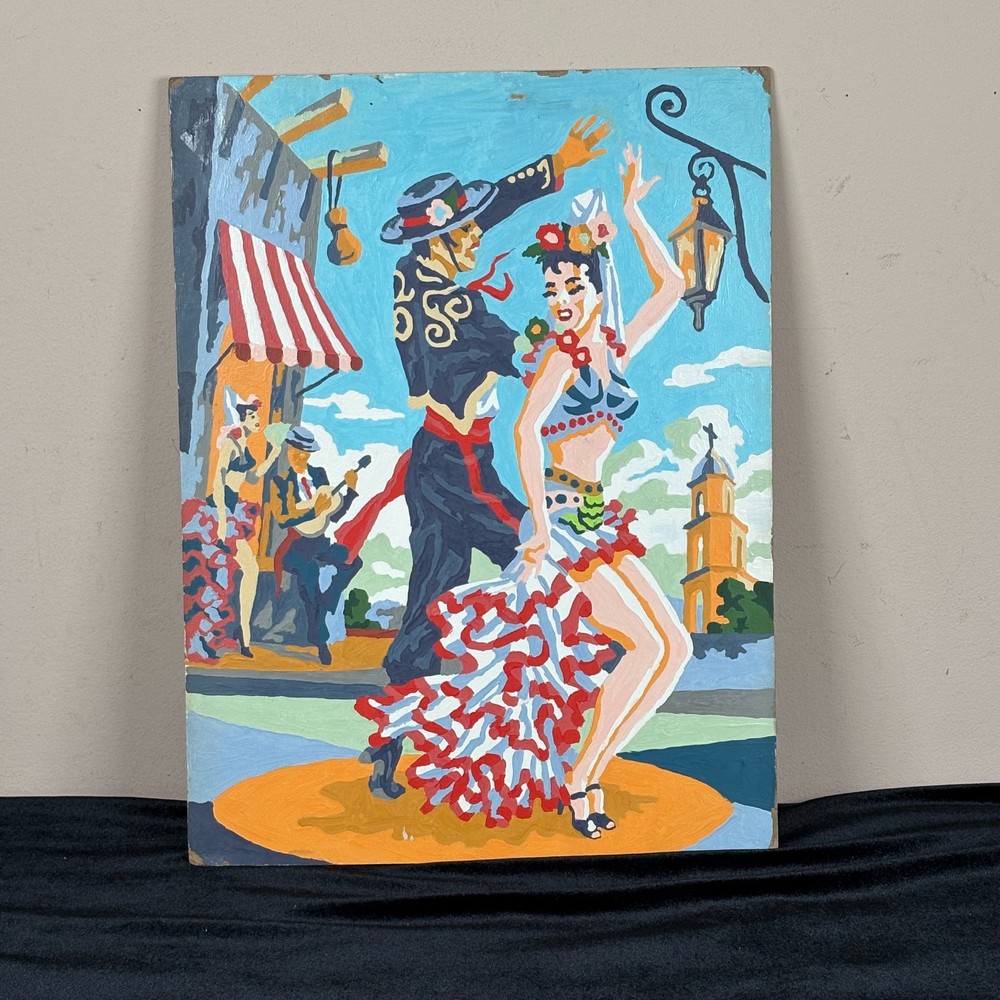 Vintage Paint By Number Calypso Flamenco Dancers Couple PBN 50s 60s 12 x 16