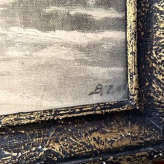 VTG Winter Landscape Print Snow Forest Path Ornate Gold Black Frame 16×24