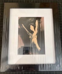 Tonito Original painting.Matted/Framed.Organic surrealism.War Shield.Unique art