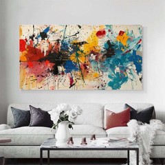 hand painted 1 piece abstract canvas art wall decor for living room red