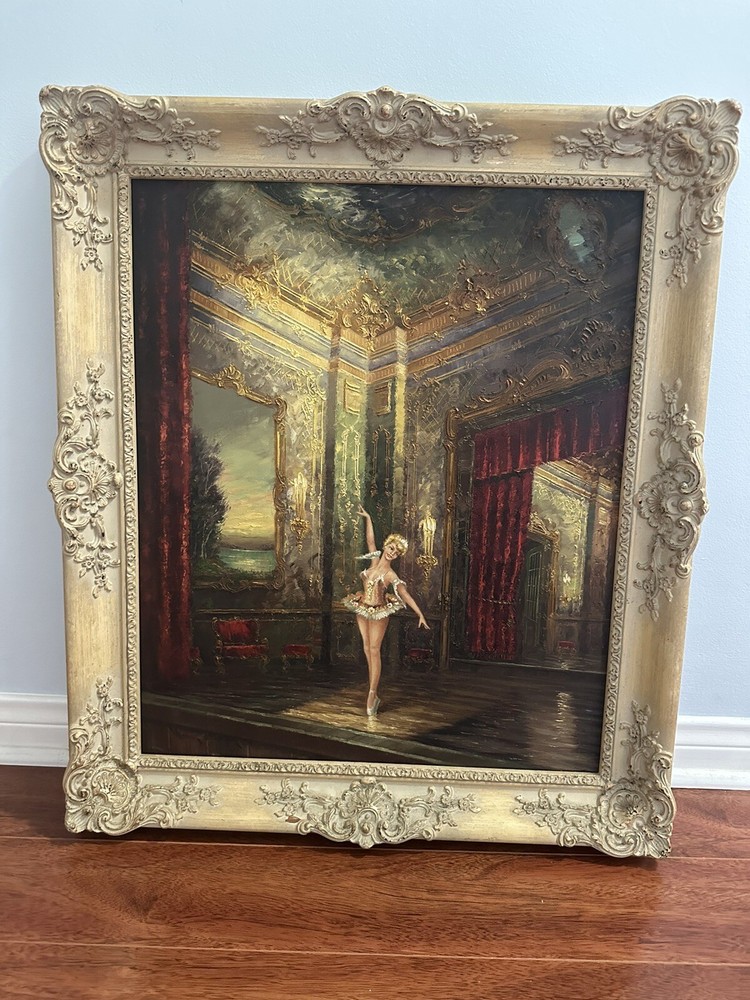 ORIGINAL HEINZ LUDWIG MUNNICH GERMAN OIL ON CANVAS Dancer In The Castle Hall
