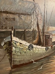 **Massive** MAX SAVY Original/signed Oil Painting HARBOR SCENE **Beautiful**
