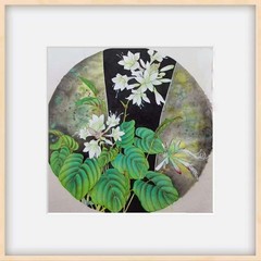 Handmade Chinese Gongbi Painting of Flowers Original Botanical Art No Frame 18in