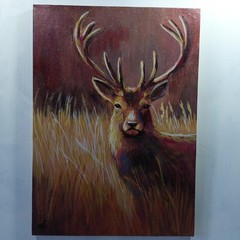 Original Acrylic Painting Majestic Stag Deer Portrait Canvas Wildlife Wall Art