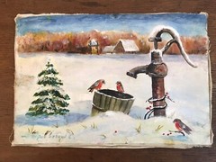 Vintage Original Plein Air Painting on Linen by Ukrainian Artist Signed 8 X 12