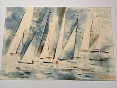 EXPRESSIONIST PAINTING SAILING MODERNIST MAURICE SILBER NAUTICAL ART FAMOUS