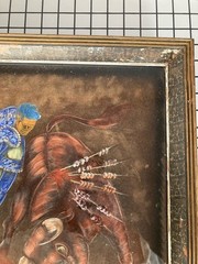 Original Painting Canvas Matador Bullfighting Glitter signed READ ISSUES SEE