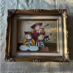 J. Roybal Oil Painting Children Playing Musical Instruments Framed 13.5×12”