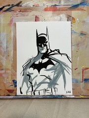 Laeknapes 12×9 Original Abstract Paper Decor Painting Artwork Batman Sketch Art