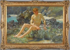 Hand Painted Oil Painting Male Nude Men Portrait Antique Style Classical Art