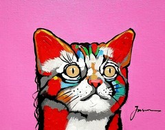 Red Cat, 8×10 Hand painted on Giclee Canvas, Canvas-only