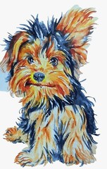 Yorkshire terrier Dog art,yorkie puppy, painting,home, office design