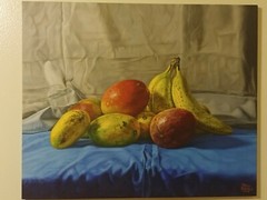 CUBAN ARTIST -ORIGINAL- Oil/canvas „Still Life with Mangoes and Bananas“ 20×24