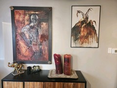 Original PATTI MEYERS Painting – Framed Abract Textured „DRESS“ Series 2×3 ft
