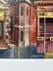 Mid Century Painting Architecture American Regionalism Historic Modernism House