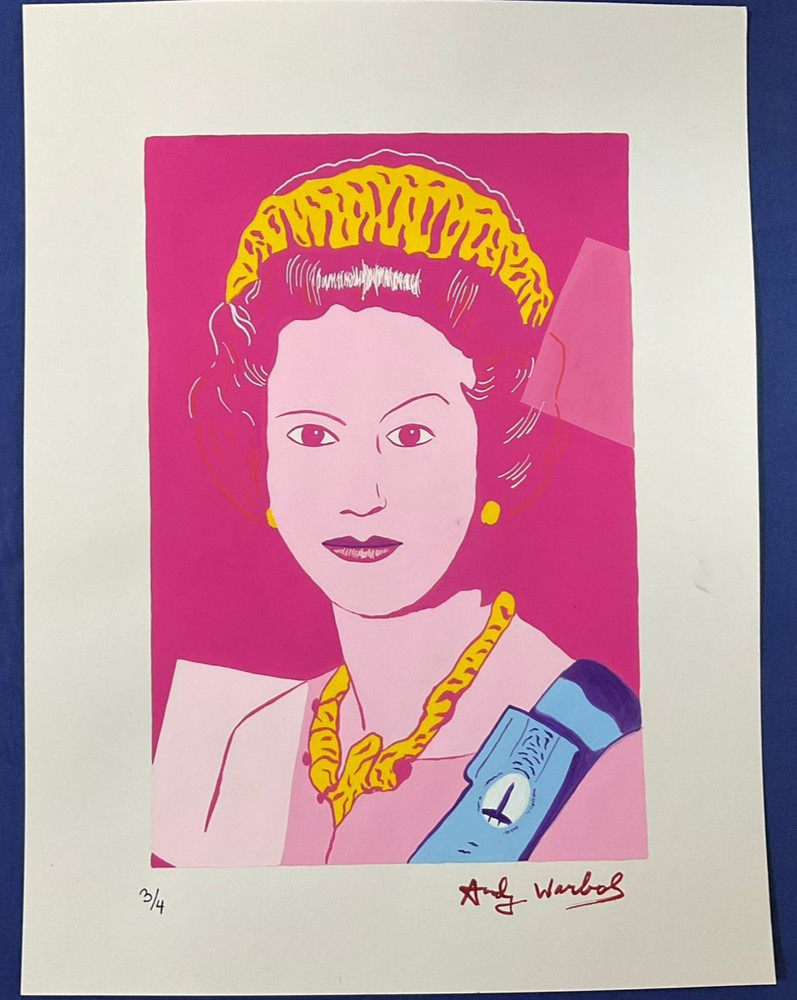ANDY WARHOL – painting drawing 11.8 x 15.7 in on old paper signed stamped