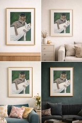 The Royal Honeymoon Whimsical Cat Wedding Portrait Original Acrylic