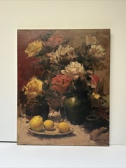 CLARENCE MCGRATH PAINTING IMPRESSIONIST STILL LIFE FLOWERS FLORAL LEMONS FAMOUS