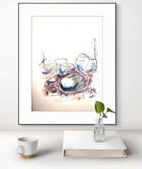 Original Art River Rocks 9×12 Heavy Art Paper Expressionism Abstract Home Decor