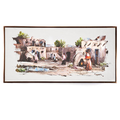 Original Oil on Canvas – Pueblo Village – Monna Barrick – 20″x10″ – Mesa AZ / NM