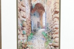 Emmanuel Costa Signed Original Watercolor Framed European Village Street Scene
