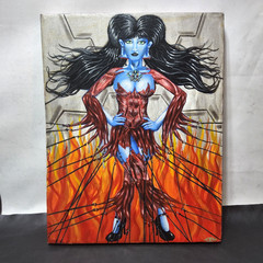 1 original 2 prints horror pinup girl art zombie girl meat dress hooks tattoo