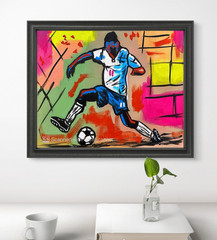 Messa Art: Soccer- Original Painting 11×14 Acrylic on Canvas Sports Kids Decor