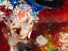 ATTRIBUTED TO ALDEN MASON ABSTRACT AMERICAN MIXED MEDIA PAINTING ON CANVAS