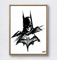 Laeknapes Batman Sketch Art 12×9 Original Abstract Paper Decor Painting Artwork