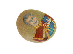 King Charles III of the United Kingdom Hand Painted On a Beach Rock Paperweight