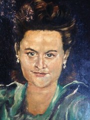 Portrait Lady Woman IN Green Garment° Oil Painting to Restore Cologne 1949 Sign