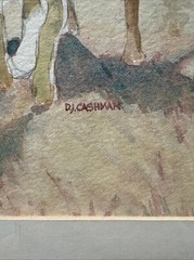 Vintage Watercolor Cowboy Painting By Dennis DJ Cashman 1970’s Settlers
