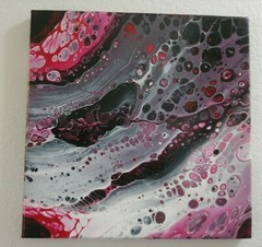 Abstract acrylic fluid art painting 12 x 12 stretch canvas wood frame wall art