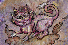 NFAC Art Fantasy Creature Friendly Pink Manticore Monster 4″ X 6“ TBARTSARTIST