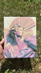 Original Acrylic Greek Statue Painting 8×10 Canvas Signed 1 of 1 Radiant Art