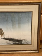 1982 Don Griffiths Cowboy Mountain Man Snowy Landscape Framed Watercolor Art