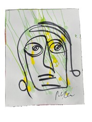 Peter Keil – Signed Original Painting – Face On Paper – 28$22 Inches