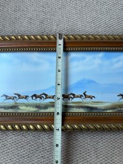 Damba Tsolmon – Framed Watercolor of Galloping Horses – Mongolian Art – 2002